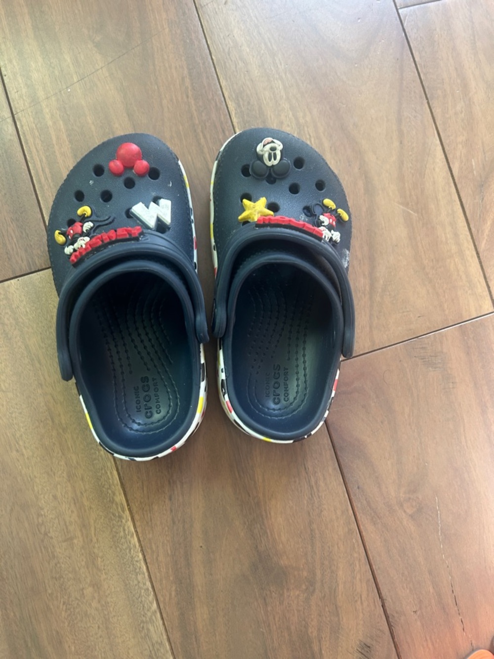 Mickey Mouse CROCS Kids Navy Blue Character Clogs with Red and Yellow Accents